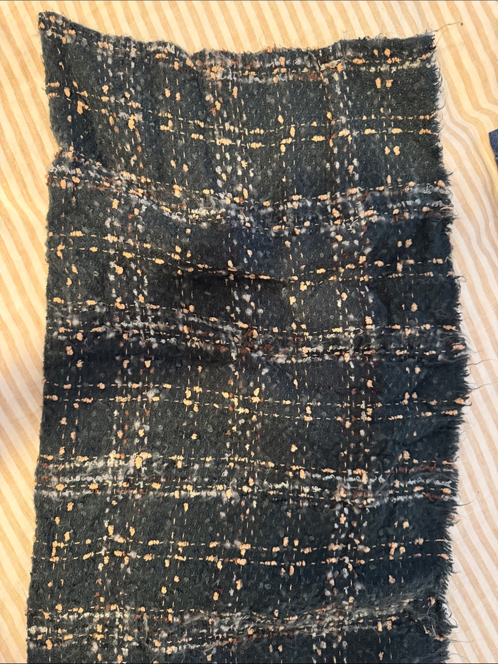 Dark Green Tweed Fabric Panel with Flecked Detail
